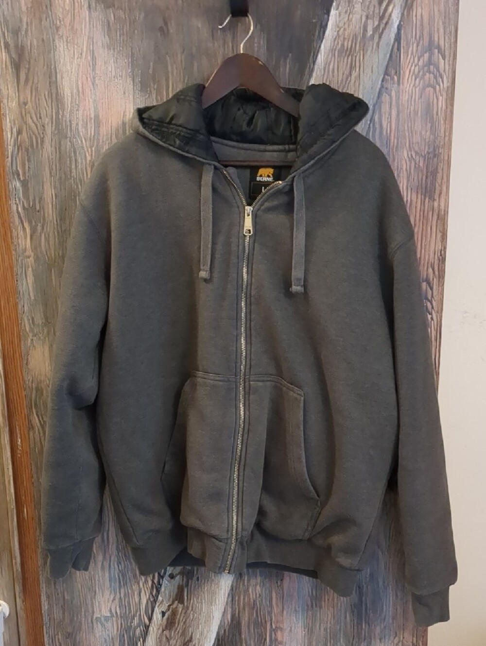 Berne Apparel Insulated Work Jacket Men's L Reg Grey Cotton Poly Blend